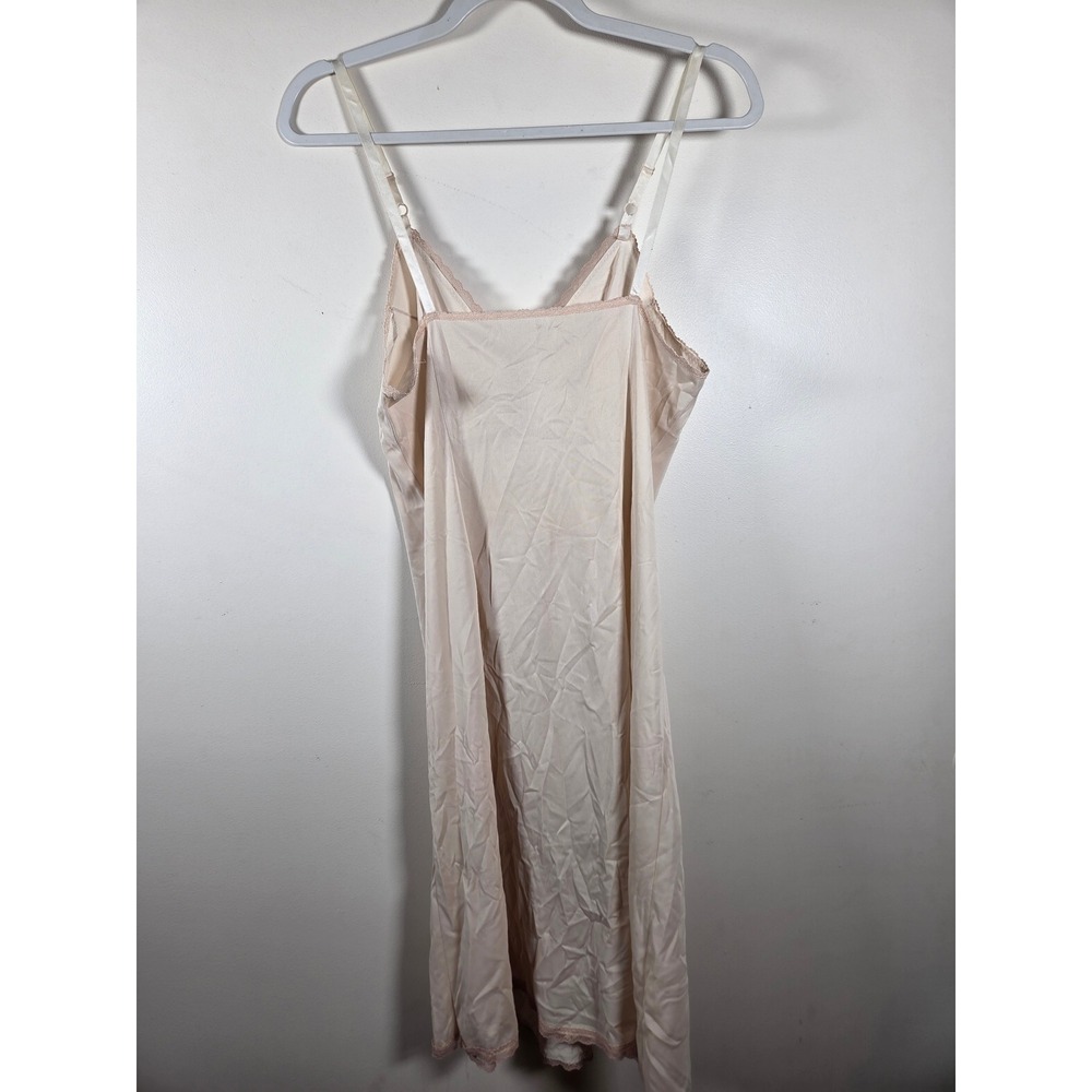 Vintage Sears Beige Lace Trim Full Slip Anti Cling Nylon Size 34 Average Length - Picture 5 of 9